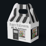 Haunted House Halloween Party Favour Box<br><div class="desc">Cute,  black/grey roof and open windows where a halloween monster party is going on inside around a bubbling cauldron.  Templates created to easily use for your creativity.</div>