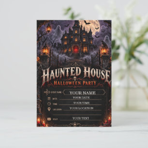 Haunted House Halloween Party Gothic Horror RSVP Card