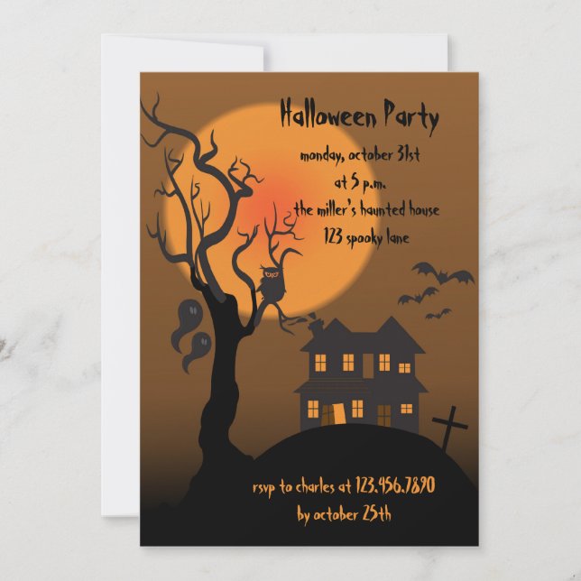 Haunted house -halloween party invitation (Front)