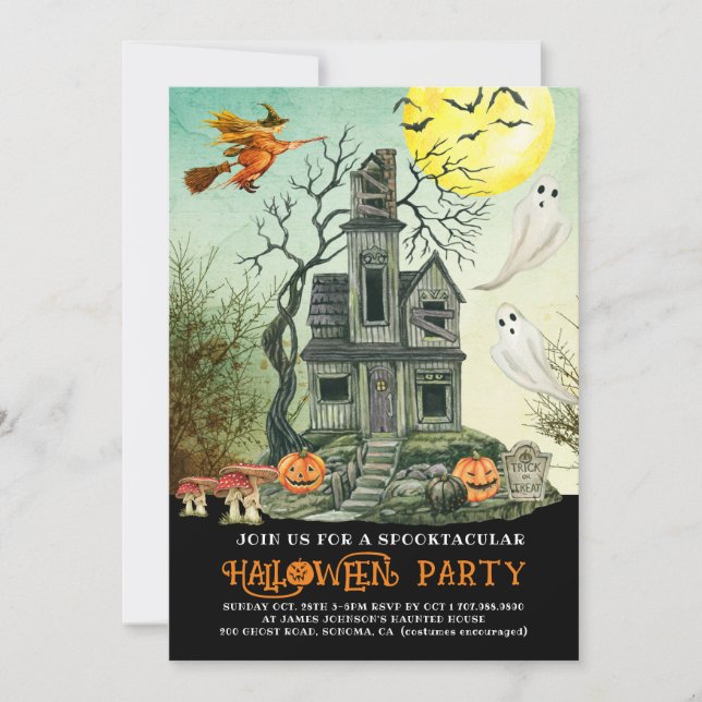 Haunted House Halloween Party Invitation (Front)