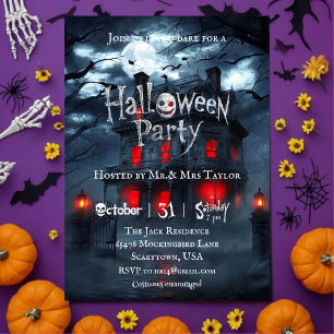 Haunted House Halloween Party Invitation Gothic Ma