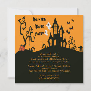Haunted House Halloween Party Invitations