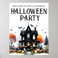 Haunted House Halloween Party Sign