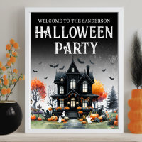 Haunted House Halloween Party Sign