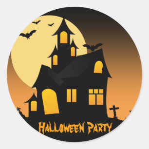 Haunted House Halloween Party Sticker