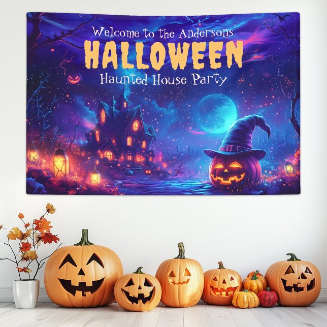 Haunted House Halloween Party Welcome Banner (Haunted House Halloween Party Welcome Banner)
