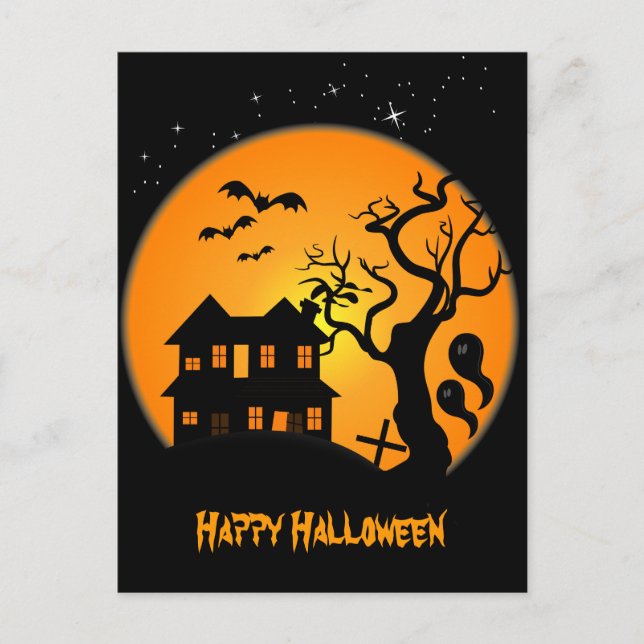 Haunted House Halloween Postcard (Front)