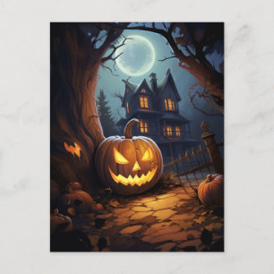 Haunted House Halloween Postcard