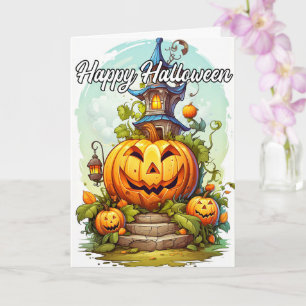 Haunted House & Halloween Pumpkin Card