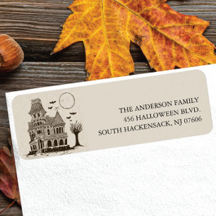 Haunted House Halloween Return Address Label