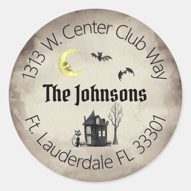 Haunted House Halloween Return Address Labels (Front)