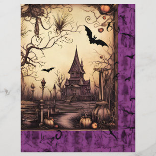 Haunted House Halloween Scrapbook Paper