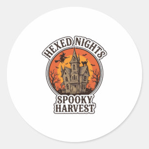 Haunted House Halloween Shirt Vintage Engraving De Classic Round Sticker
