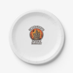 Haunted House Halloween Shirt Vintage Engraving De Paper Plate
