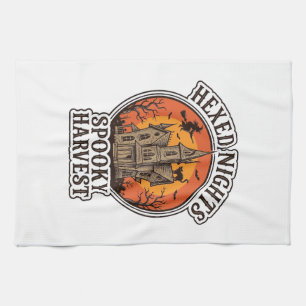 Haunted House Halloween Shirt Vintage Engraving De Tea Towel