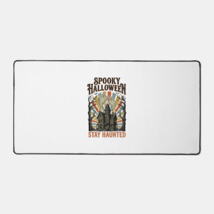 Haunted House Halloween Shirt with Vintage Ghost P Desk Mat