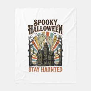 Haunted House Halloween Shirt with Vintage Ghost P Fleece Blanket