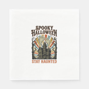 Haunted House Halloween Shirt with Vintage Ghost P Napkin