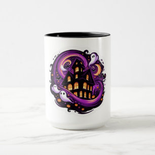 Haunted House Halloween Spooky Ghosts & Pumpkins Mug