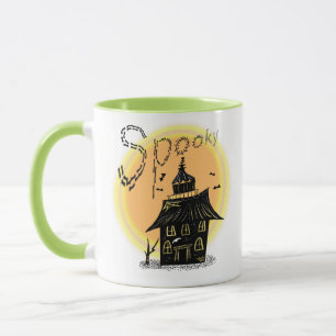 Haunted House Halloween Spooky Neon  Mug