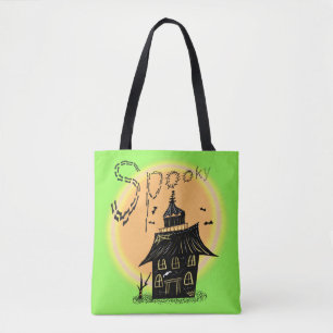 Haunted House Halloween Spooky Neon Tote Bag