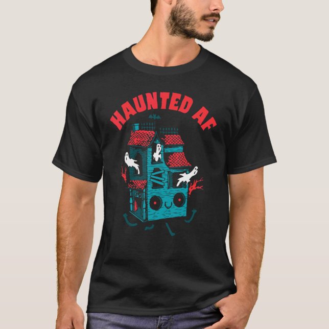 Haunted House Halloween Spooky Season Scary Hunted T-Shirt (Front)