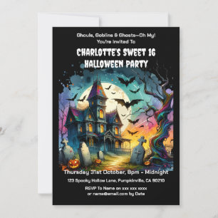 Haunted House Halloween Sweet 16 Birthday Party  Invitation