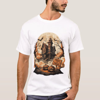 🏚️ Haunted House Halloween T-Shirt – Spooky Vinta