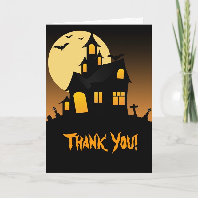 Haunted House Halloween Thank You Card (Front)