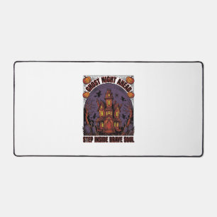 Haunted House Halloween Vintage Engraving Design_1 Desk Mat