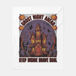 Haunted House Halloween Vintage Engraving Design_1 Fleece Blanket