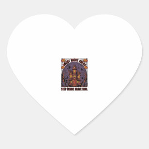Haunted House Halloween Vintage Engraving Design_1 Heart Sticker