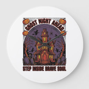 Haunted House Halloween Vintage Engraving Design_1 Large Clock
