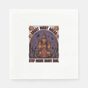 Haunted House Halloween Vintage Engraving Design_1 Napkin