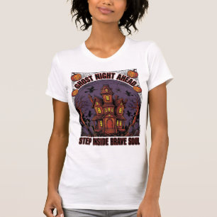 Haunted House Halloween Vintage Engraving Design_1 T-Shirt