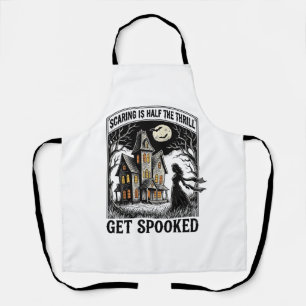 Haunted House Halloween Vintage Engraving Horror S Apron