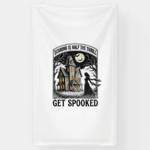 Haunted House Halloween Vintage Engraving Horror S Banner