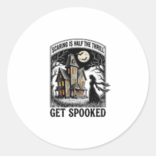 Haunted House Halloween Vintage Engraving Horror S Classic Round Sticker