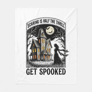 Haunted House Halloween Vintage Engraving Horror S Fleece Blanket