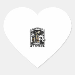 Haunted House Halloween Vintage Engraving Horror S Heart Sticker