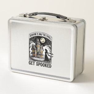 Haunted House Halloween Vintage Engraving Horror S Metal Lunch Box