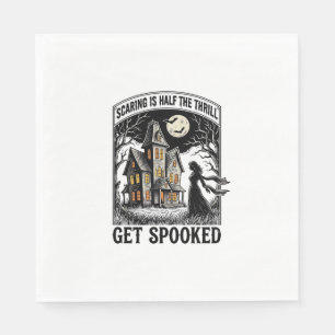 Haunted House Halloween Vintage Engraving Horror S Napkin