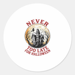 Haunted House Halloween Vintage Engraving Shirt_1 Classic Round Sticker