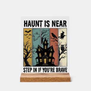Haunted House Halloween Vintage Engraving Spooky D Acrylic Sign