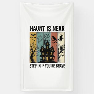 Haunted House Halloween Vintage Engraving Spooky D Banner