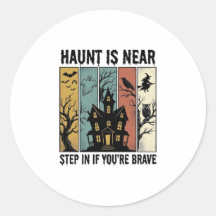 Haunted House Halloween Vintage Engraving Spooky D Classic Round Sticker