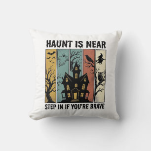 Haunted House Halloween Vintage Engraving Spooky D Cushion