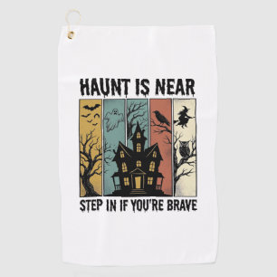 Haunted House Halloween Vintage Engraving Spooky D Golf Towel