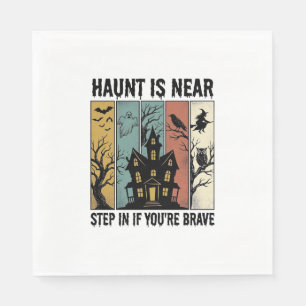 Haunted House Halloween Vintage Engraving Spooky D Napkin