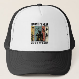 Haunted House Halloween Vintage Engraving Spooky D Trucker Hat